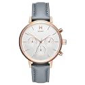 MVMT Nova Qtz Multifunction Silver Round Dial Women's Watch|Blue Leather Material|Blue Color Band - D-FC01-RGGR