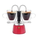 MVPLUE-Mini Express Double Tube Moka Pot Aluminum Viva Magenta,Share fresh delicious coffee with a friend