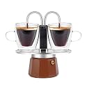 MVPLUE-Mini Express Double Tube Moka Pot Aluminum Mocha Mousse,Share fresh delicious coffee with a friend