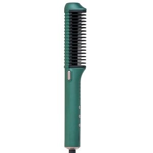 hair straightener brush comb for women hot brush hair straighteners for curly hair usable during travel saloon and home gives naturally straight hair in 5 mins green
