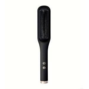 hair straightener brush comb for women hot brush hair straighteners for curly hair usable during travel saloon and home gives naturally straight hair in 5 mins black