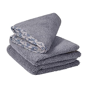 mw pro detail microfiber car towels 1634x 2434  400 gsm  8020 blend  tagless  soft satin piped edges  all-purpose auto detailing - wax buff polish wash dry  3 pack gray