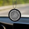 MWL® Double-Sided Ayatul Kursi Car Hanging Ornament – Islamic Rear View Mirror Car Decor – Quran Verse Car Accessory (7 x 7 Cms)