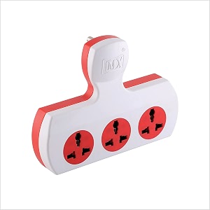mx 3 outlet multi plug power strip with universal sockets 5 ampere individual switch fuse amp short circuit protection cordless extension board without switch