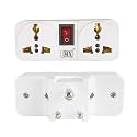 MX (3 Pin-2 Socket) Universal Socket Cordless Wall Extension Board On/Off Switch with Child Safety Shutter (MX-3866) Pack of 2