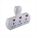 MX 3 Pin Multi Plug Socket with Individual Switch Cordless Extension Board 3 Way Plug Socket Extension Power Strip Wall Adapter for Home Office Kitchen