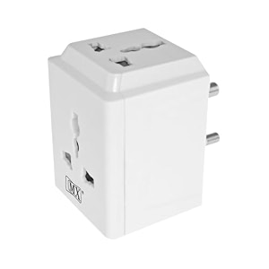 mx 3 pin universal travel adapter  multi-plug socket for 2-pin amp 3-pin devices  3-way outlet 250v max  compatible with laptops mobiles home amp office
