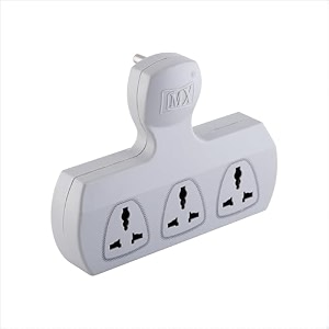 mx 3 way multiplug adaptor with 3 universal socket 5 amp with fuse 3 pin plug socket safety shutter 3 way plug extension for home office travel