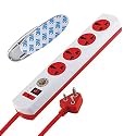 MX 4‑Socket Universal Extension Board with Surge Protection – 5 M Heavy‑Duty Power Strip with Master Switch &amp; Spike Guard