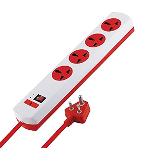 mx 4 way outlet power strip with universal socket master switch fuse led indicator spike guard extension board auto detect wire connection 5 meter