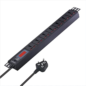 mx 5outlet extension board 1500w 6a with live voltage display  isimarked 075mm cable builtin fuse amp master switch wallrack mount 5m cord 7-outlet 6-16 ampvoltage display 5 meter