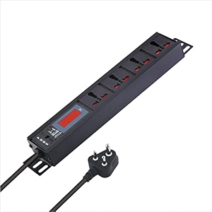 mx 5outlet extension board 1500w 6a with live voltage display  isimarked 075mm cable builtin fuse amp master switch wallrack mount 5m cord 4-outlet 6-16 ampvoltage display 3 meter