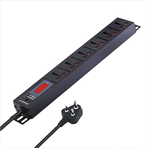 mx 5outlet extension board 1500w 6a with live voltage display  isimarked 075mm cable builtin fuse amp master switch wallrack mount 5m cord 6-outlet 6-16 ampvoltage display 5 meter