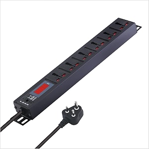 mx 5outlet extension board 1500w 6a with live voltage display  isimarked 075mm cable builtin fuse amp master switch wallrack mount 5m cord 6-outlet 6-16 ampvoltage display 3 meter