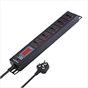 MX 5‑Outlet Extension Board 1500 W 6 A with Live Voltage Display – ISI‑Marked 0.75 mm² Cable, Built‑in Fuse &amp; Master Switch, Wall/Rack Mount, 5 m Cord (5-Outlet/ 6-16 Amp/Voltage Display, 3 Meter)
