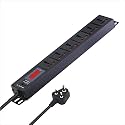 MX 5‑Outlet Extension Board 1500 W 6 A with Live Voltage Display – ISI‑Marked 0.75 mm² Cable, Built‑in Fuse &amp; Master Switch, Wall/Rack Mount, 5 m Cord (6-Outlet/ 6-16 Amp/Voltage Display, 5 Meter)