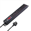 MX 5‑Outlet Extension Board 1500 W 6 A with Live Voltage Display – ISI‑Marked 0.75 mm² Cable, Built‑in Fuse &amp; Master Switch, Wall/Rack Mount, 5 m Cord (5-Outlet/ 6-16 Amp/Voltage Display, 1.5 Meter)