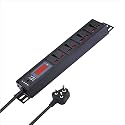 MX 5‑Outlet Extension Board 1500 W 6 A with Live Voltage Display – ISI‑Marked 0.75 mm² Cable, Built‑in Fuse &amp; Master Switch, Wall/Rack Mount, 5 m Cord (4-Outlet/ 6-16 Amp/Voltage Display, 5 Meter)