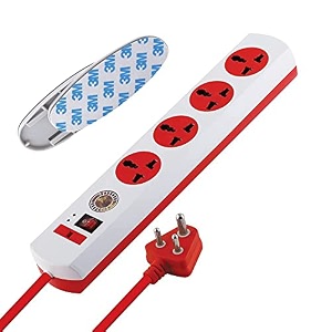 mx extension board 4 universal socket with surge protection 15m long cord power strip spike guard heavy-duty with master switch board for home office amp appliances