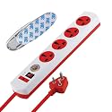MX Extension Board 4 Universal Socket with Surge Protection 1.5M Long Cord Power Strip Spike Guard Heavy-Duty with Master Switch Board for Home Office &amp; Appliances