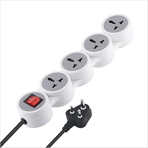 mx surge protector amp spike guard with 4 universal socket master switch power indicator built-in fuse with circuit breaker 4 socketpower stripcircuit breaker20amp 5 mtr