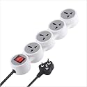 MX Surge Protector &amp; Spike Guard with 4 Universal Socket Master Switch Power Indicator Built-in Fuse with Circuit Breaker (4 Socket/Power Strip/Circuit Breaker/20Amp, 5 MTR)