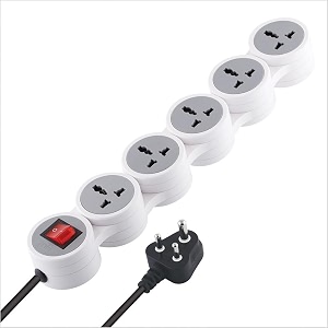 mx surge protector amp spike guard with 4 universal socket master switch power indicator built-in fuse with circuit breaker 5 socketpower stripcircuit breaker20amp 10 mtr