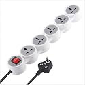 MX Surge Protector &amp; Spike Guard with 4 Universal Socket Master Switch Power Indicator Built-in Fuse with Circuit Breaker (5 Socket/Power Strip/Circuit Breaker/20Amp, 10 MTR)