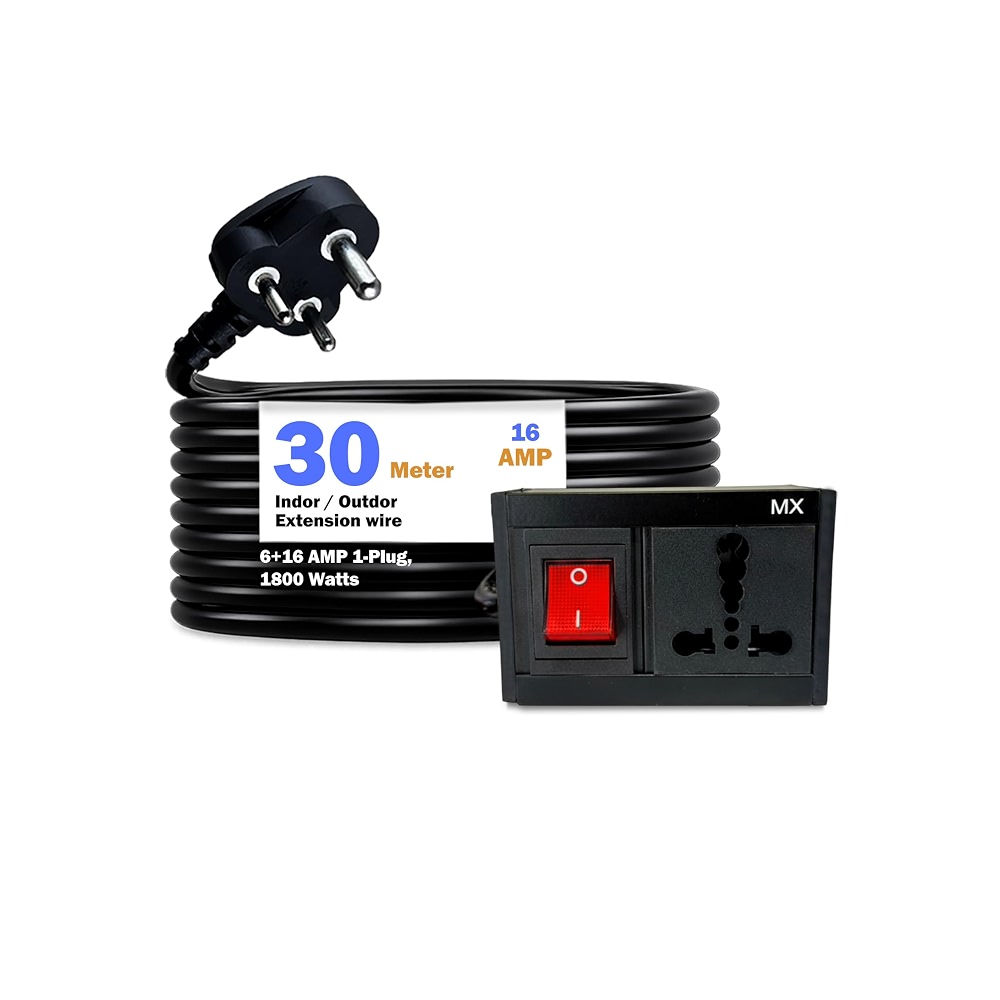 Switchboard Extensor Single MX Single Socket Extension Board with Heavy Duty Long Extension Cord 30 ...