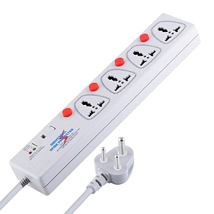 mx surge protector amp spike guard with 4 universal socket master switch power indicator built-in fuse with circuit breaker 5 socketsurge protectorcircuit breaker20amp 10 mtr