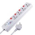 MX Surge Protector &amp; Spike Guard with 4 Universal Socket Master Switch Power Indicator Built-in Fuse with Circuit Breaker (8 Socket/Spike Protector/Circuit Breaker/20Amp, 5 MTR)