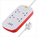 MX Power Strip Extension Board with USB Ports 3250W multiplug Sockets Extension Cord 13Amp 3 Universal Socket + 3 USB + C Ports Fast Charger Multi Port Extension Heavy Duty Cord 2 Meter with Switch
