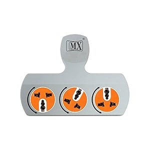 mx multi plug socket cordless extension board with 3 rotatable universal sockets 5 amp power strip 3-way plug adapter wall socket with short circuit protection safety shutter for home office travel