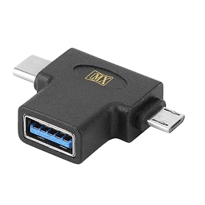 mx usb type-c male adapter black compatible with all c type supported mobile smartphone laptop and other devices usb-c male  micro usb male  usb a female pack of 1