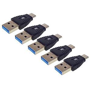 mx usb type-c male adapter black compatible with all c type supported mobile smartphone laptop and other devices usb-c male to usb-a male 30 pack of 5