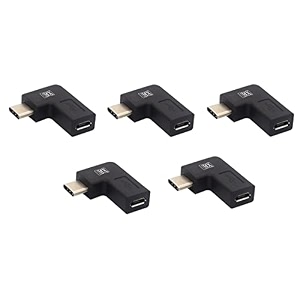 mx usb type-c male adapter black compatible with all c type supported mobile smartphone laptop and other devices usb-c male to micro usb femaleright angle pack of 5