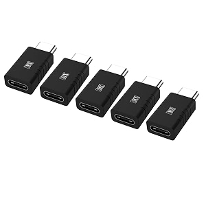 mx usb type-c male adapter black compatible with all c type supported mobile smartphone laptop and other devices usb-c male to usb-c female pack of 5