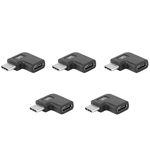 mx usb type-c male adapter black compatible with all c type supported mobile smartphone laptop and other devices usb-c male to usb-c femaleright angle pack of 5