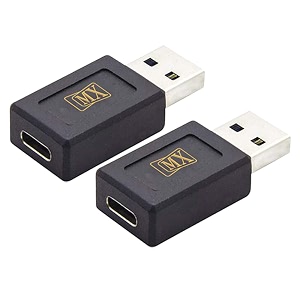 mx usb type-c male adapter black compatible with all c type supported mobile smartphone laptop and other devices usb-c female to usb-a male pack of 2