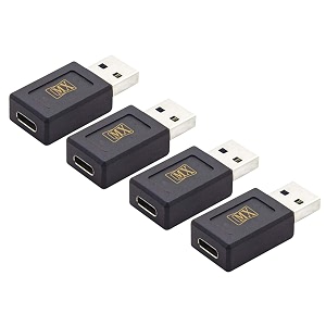mx usb type-c male adapter black compatible with all c type supported mobile smartphone laptop and other devices usb-c female to usb-a male pack of 4