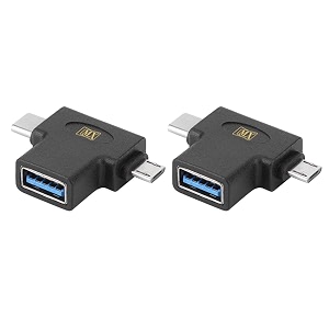 mx usb type-c male adapter black compatible with all c type supported mobile smartphone laptop and other devices usb-c male  micro usb male  usb a female pack of 2