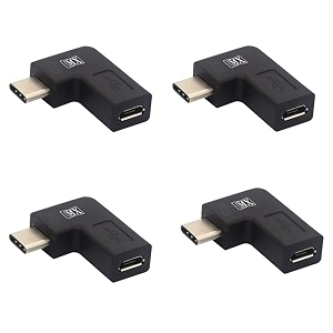 mx usb type-c male adapter black compatible with all c type supported mobile smartphone laptop and other devices usb-c male to micro usb femaleright angle pack of 4