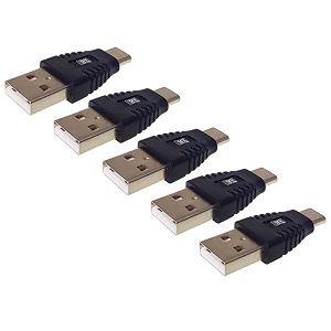 mx usb type-c male adapter black compatible with all c type supported mobile smartphone laptop and other devices usb-c male to usb-a male 20 pack of 5