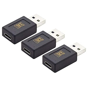 mx usb type-c male adapter black compatible with all c type supported mobile smartphone laptop and other devices usb-c female to usb-a male pack of 3