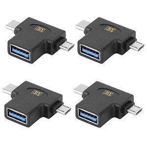 mx usb type-c male adapter black compatible with all c type supported mobile smartphone laptop and other devices usb-c male  micro usb male  usb a female pack of 4