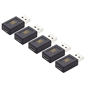 mx usb type-c male adapter black compatible with all c type supported mobile smartphone laptop and other devices usb-c female to usb-a male pack of 5