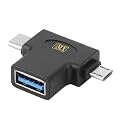 MX USB Type-C Male Adapter (Black) Compatible with All C Type Supported Mobile Smartphone Laptop and Other Devices (USB-C Male + Micro USB Male + USB A Female, Pack of 1)