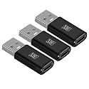 MX USB Type-C Male Adapter (Black) Compatible with All C Type Supported Mobile Smartphone Laptop and Other Devices (USB-C Female to USB-A Male(Metal), Pack of 3)