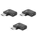 MX USB Type-C Male Adapter (Black) Compatible with All C Type Supported Mobile Smartphone Laptop and Other Devices (USB-C Male to USB-C Female(Right Angle), Pack of 3)