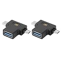 MX USB Type-C Male Adapter (Black) Compatible with All C Type Supported Mobile Smartphone Laptop and Other Devices (USB-C Male + Micro USB Male + USB A Female, Pack of 2)